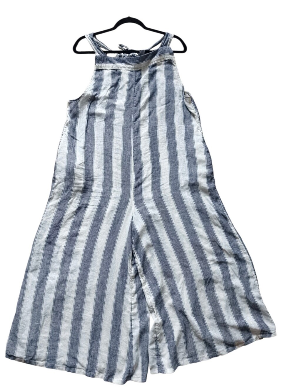 Sundry Cream White and Navy Striped Wide-leg Jumpsuit Size XL